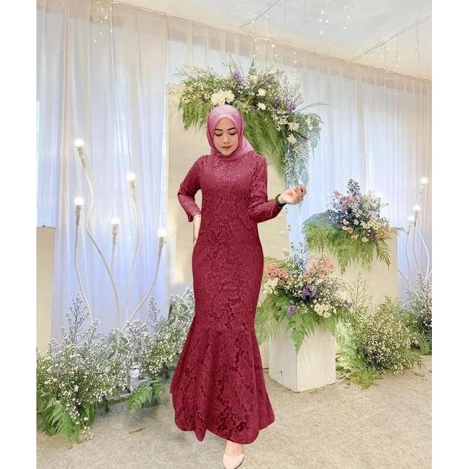 BRUKAT MAXI DRESS DUYUNG | BUSANA KONDANGAN FASHION ANGELA BRUKAT DUYUNG | DRESS PESTA HIGH QUALITY 