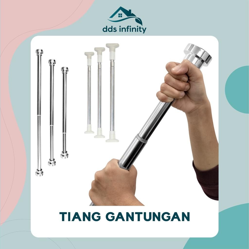 Tiang Gantungan Baju Serbaguna Stainless Tiang Gorden Fleksibel