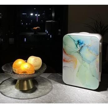 Terlaris 8L Skincare Fridge Marble / Kulkas Mini Portable Untuk Skincare Ready Stok