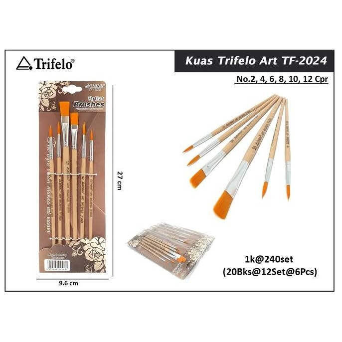 

populer] kuas set trifello kode tf 2024 nylon ( kertas coklat isi 6 kuas) 2 flat 4 round br8 joyko killer