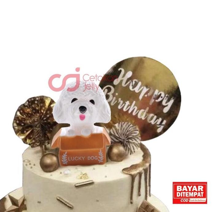 yang dicari] CJ Cake Topper Anjing White Poodle Pudel Putih Hiasan Kue