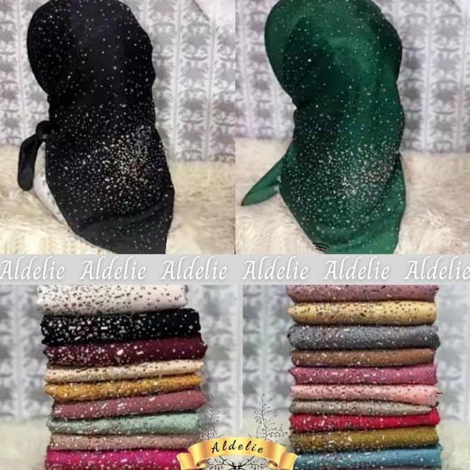 Hijab Pesta Segi Empat Mewah Terbaru Model Payet Belakang Swarosky BTB