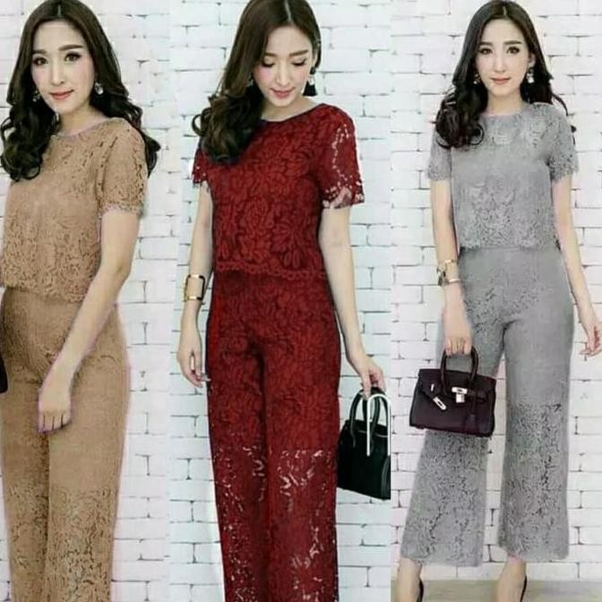 set kulot brokat/set dress wanita/baju pesta/baju kantor/jalan/resepsi