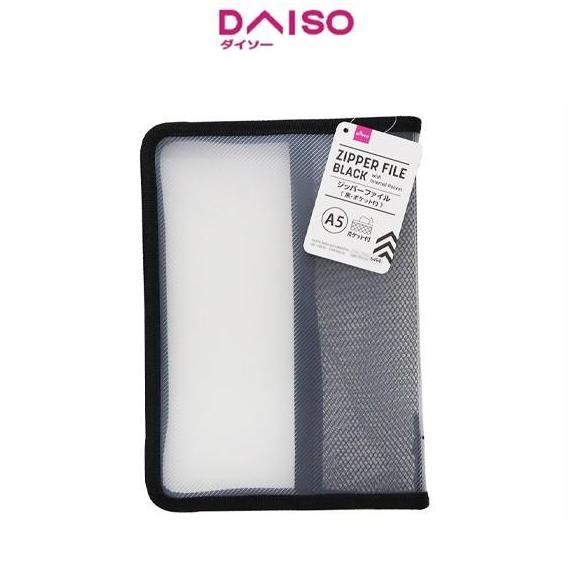 

Sale Daiso A5 Zipper File Black With Internal Pocket