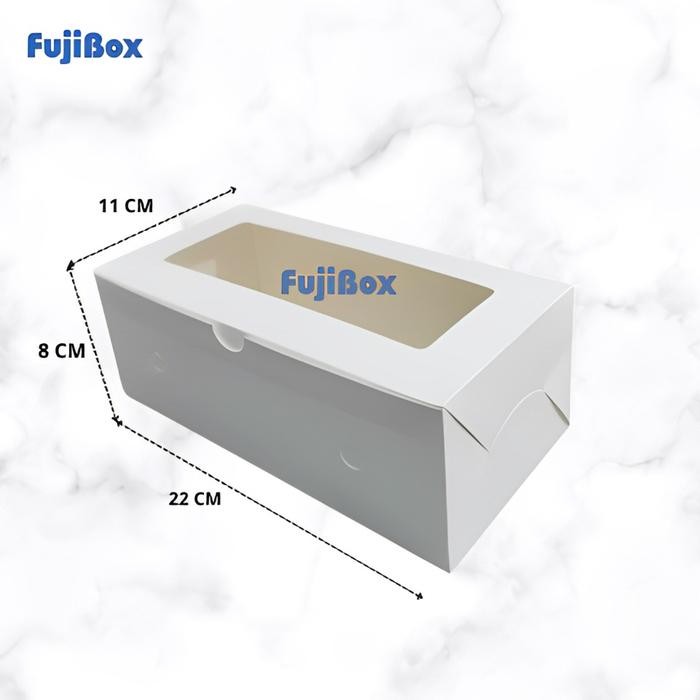 Fuji Box Dus Kotak Kue Ivory 22 cm x 11 cm x 8 cm Putih Ivory Premium jendela (10 pcs )