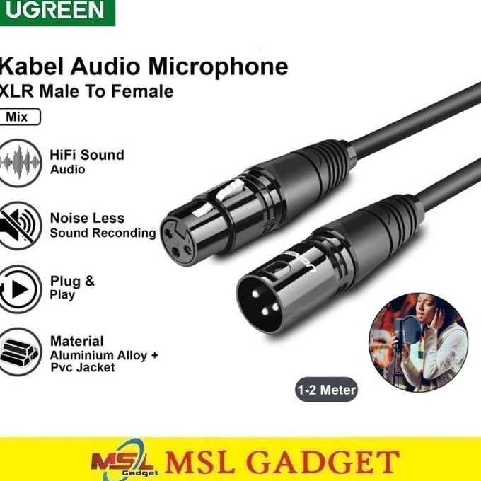 READY UGREEN KABEL MICROPHONE XLR MALE TO FEMALE - KABEL MIC KARAOKE PROFESIONAL