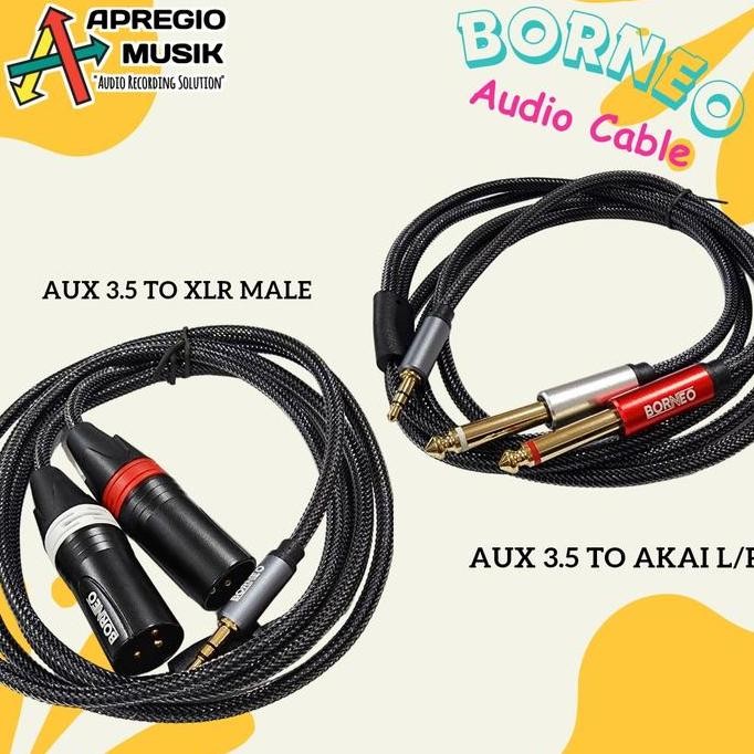 READY BORNEO KHXM KABEL AUDIO STEREO AUX 3.5MM KE XLR & AUX KE AKAI 6.5MM