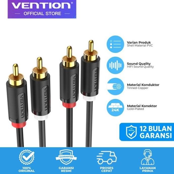 READY VENTION KABEL RCA 2 MALE TO 2 MALE STEREO - KABEL AUDIO RCA SPEAKER