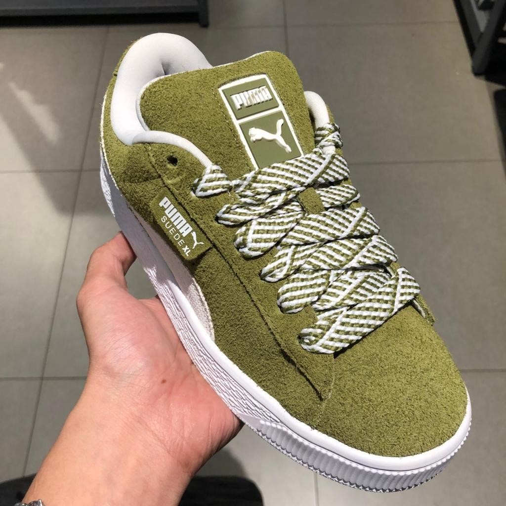Ews Puma Sepatu Sneakers Kasual Suede Xl Soft Wns Olive Green- White 396381 01