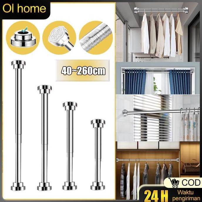 Tiang Gorden Fleksibel Gantungan Jemuran Baju Stainless Tiang Hordeng