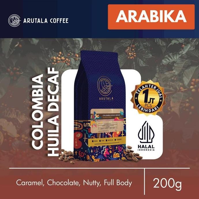 

original arutala kopi arabika colombia decaf 200gr - tanpa kafein
