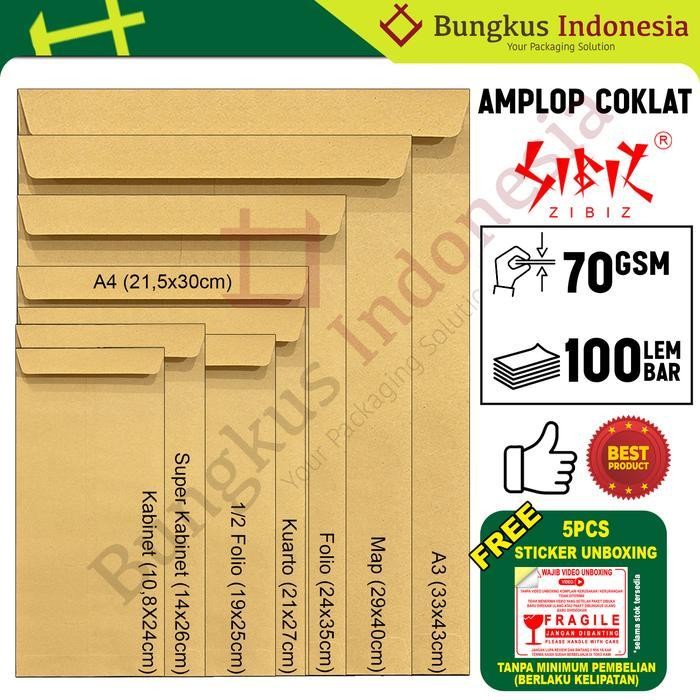 

Sp Amplop Coklat Zibiz Super Kabinet 1/2 Folio Kuarto A4 Folio Map A3
