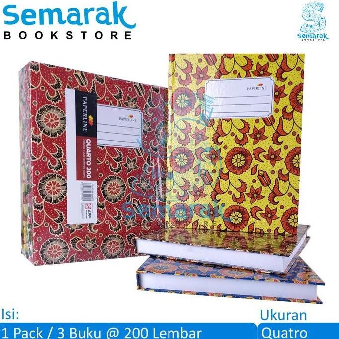 

Buku Tulis Paperline Hard Cover Quatro [1 Pack / 3 Buku @ 200 Lembar]