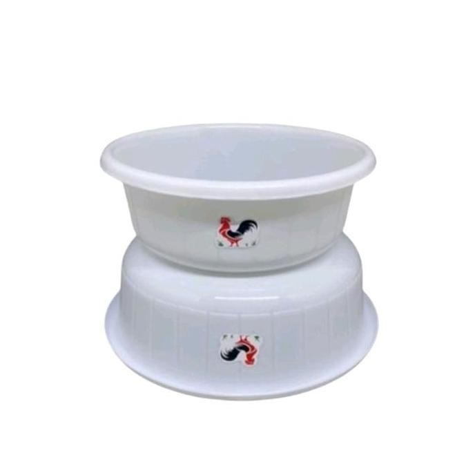 Baskom Putih Ayam Jago 3Pc Baskom Cuci Serbaguna Plastik