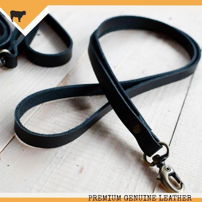 

Tali Id Card Kulit Asli Warna Hitam - Lanyard Name Tag Leather Premium Original