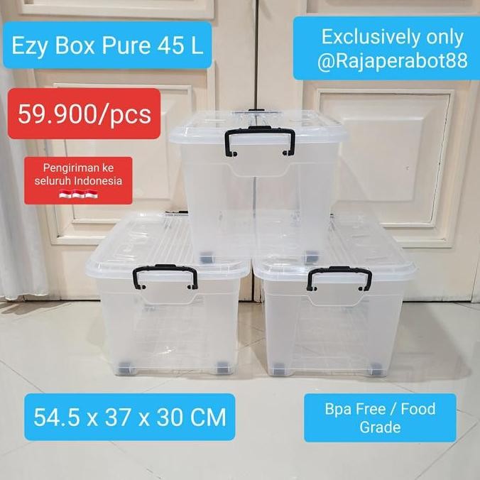 Produk Baru Ezy CB 45 Kotak Penyimpanan Transparan Container Box Bening 45L