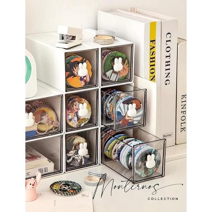 [Monternos] Rak Tempat Pensil Meja Kantor Aesthetic Korea Kotak Laci Susun Mini Plastik Penyimpanan 