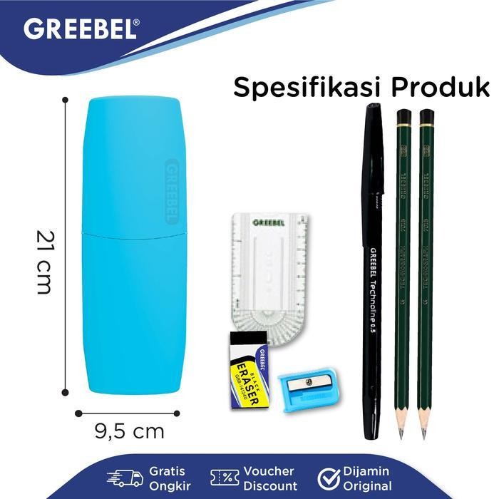 

SWG GREEBEL [7 in 1] Paket Ujian Super OKE / Stationary/Stationery Set ATK/pensil 2 pcs pen penghapus serutan penggaris