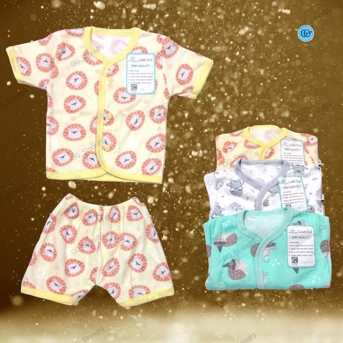 Setelan Baju Bayi Little Owl Pendek / Stelan Baju Bayi Isi Per Biji