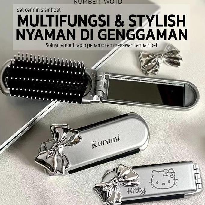 Sisir Dengan Kaca Cermin Lipat Sikat Unik Anak Pria Wanita Plastic Karakter Lucu Unik Multifungsi Wa