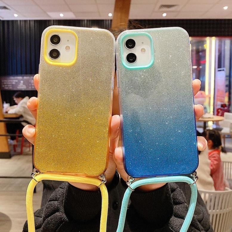 Berkualitas Case Gliter Tali Nagita Lanyard Samsung S21+/S21 Ultra Prermium