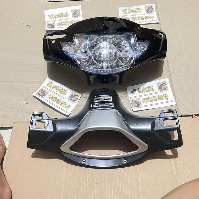 PAKET COVER BATOK LAMPU DEPAN + BELAKANG HONDA SUPRA X 125 LAMA 2005 2006 WARNA HITAM PLUS COVER SPE