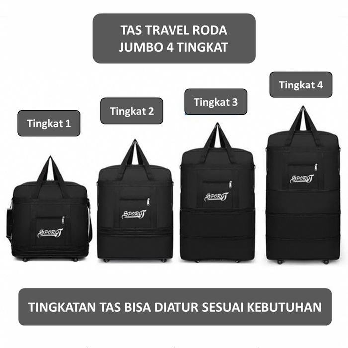 Tas Travel Roda Jumbo 4 Tingkat / Travel Bag Jumbo / Duffel Bag / Duffle Bag / Tas Duffel Original D