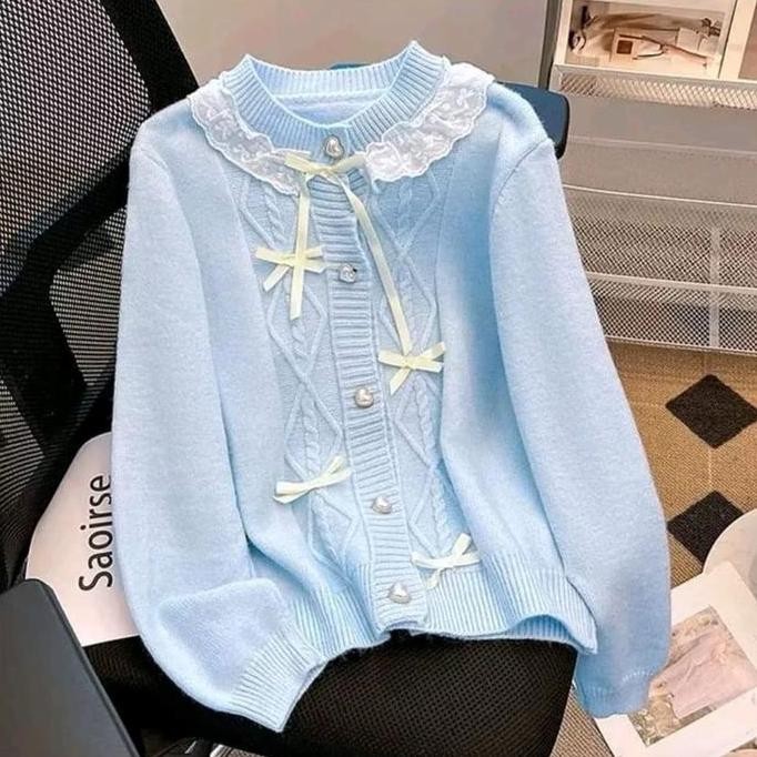 DEKITA-atasan cardigan rajut melisa pita kepang Knitwear Wanita