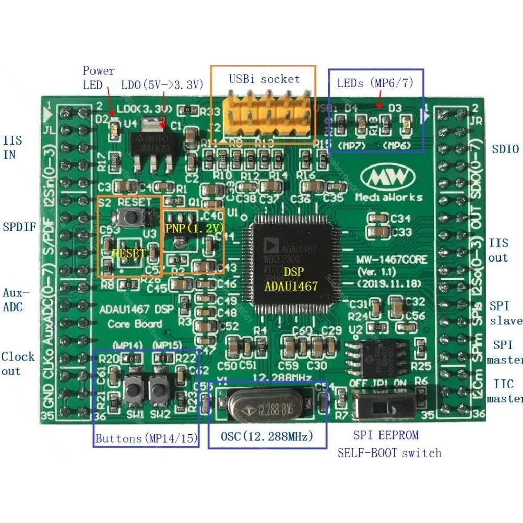 Adau1467 Dsp Core Board (New)