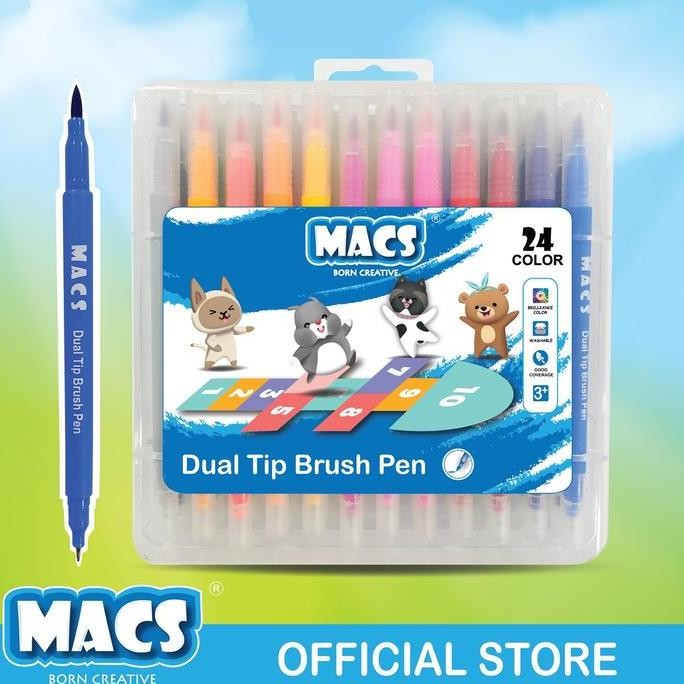 

Macs Dual Tip Brush Pen Marker Color 24 Warna Spidol