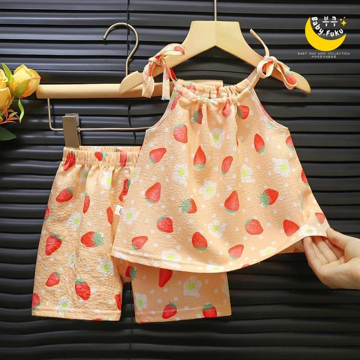 Bts Baby.Fuku Setelan Atasan Tali Ikat Anak Perempuan / Setelan Tanktop Tali Anak Lucu / Setelan Cel