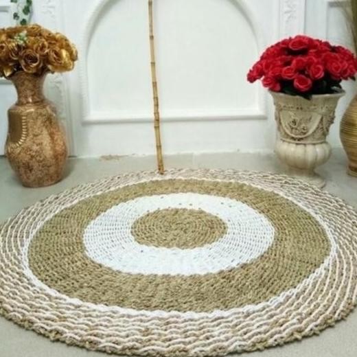 Rug bulat motif natural /Karpet Anyaman Seagrass / Karpet big D 200 CM