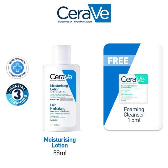 NEW CeraVe Daily Moisturizing Lotion 88ml FREE Foaming Cleanser 1.5ml