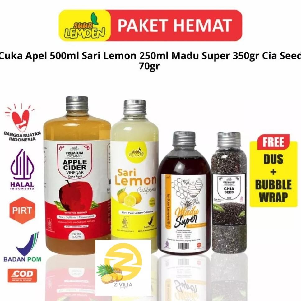 

Paket Detox Imunitas Paket Cuka Apel Dan Sari Lemon Murni Madu Chia Seeds Madu 4 In 1 By Suur Lemoen Id