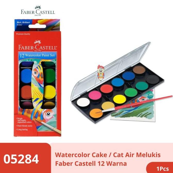 

#@#@#@#@] Watercolor Cake / Cat Air Melukis Faber Castell 12 Warna