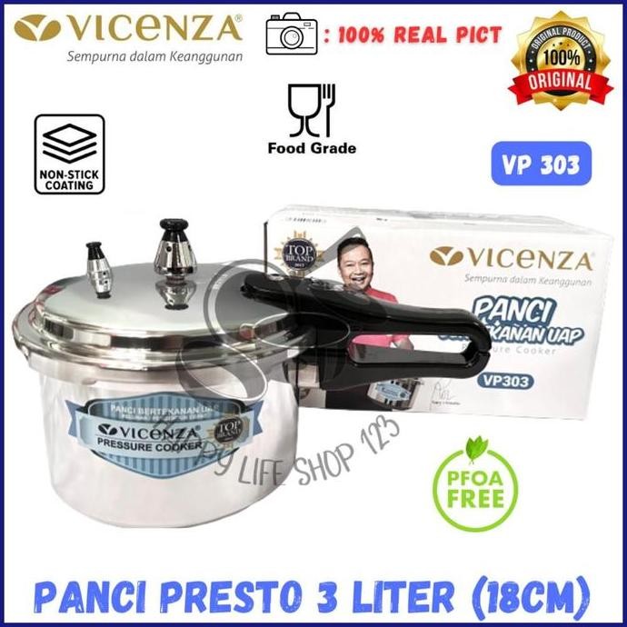 Panci Presto 3 Liter VICENZA / Presto 3 Liter VICENZA / Pressure Cooker 3 Liter VICENZA LT