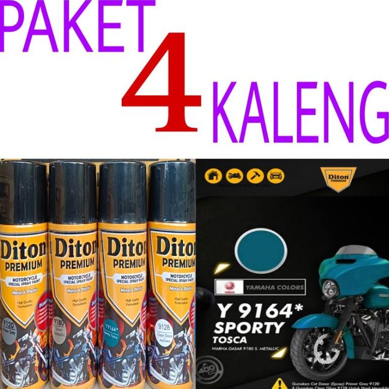 Paket 4 Kaleng Pilok Pilox Diton Premium Sporty Tosca Y9164 400Cc Hijau Tosca Biru Tosca Diton Premi