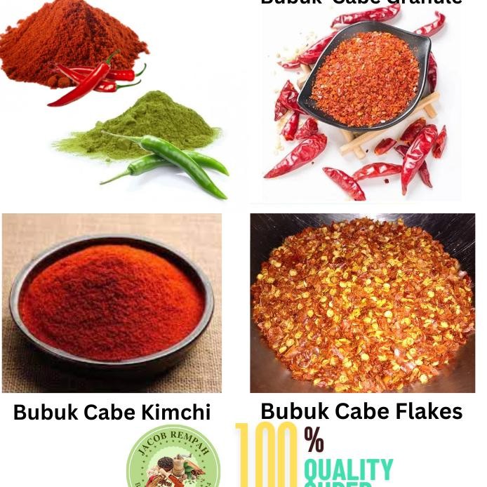 

1 Kg Cabe Bubukpowder Merah Hijau Flakes Chili Oil Granule Kimchi Grade