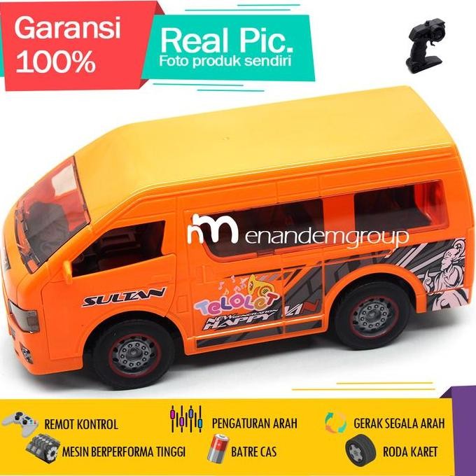 Baru Mobil RC Van Travel Telolet Hiace Buka Pintu Remote Control Asap