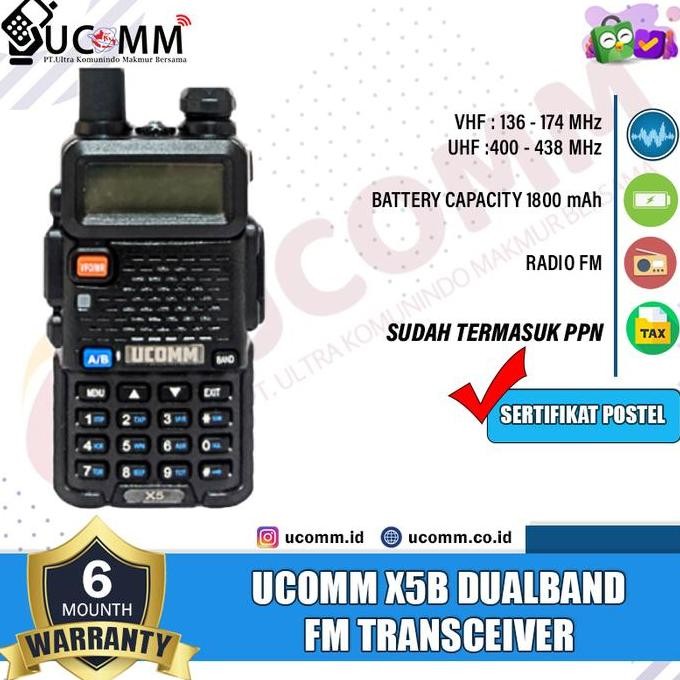 [Promo Diskon] Ucomm X5B X5 Uv5R Bfuv5R Bf Uv-5R Ht Dual Band Original Garansi Resmi [Terlaris]