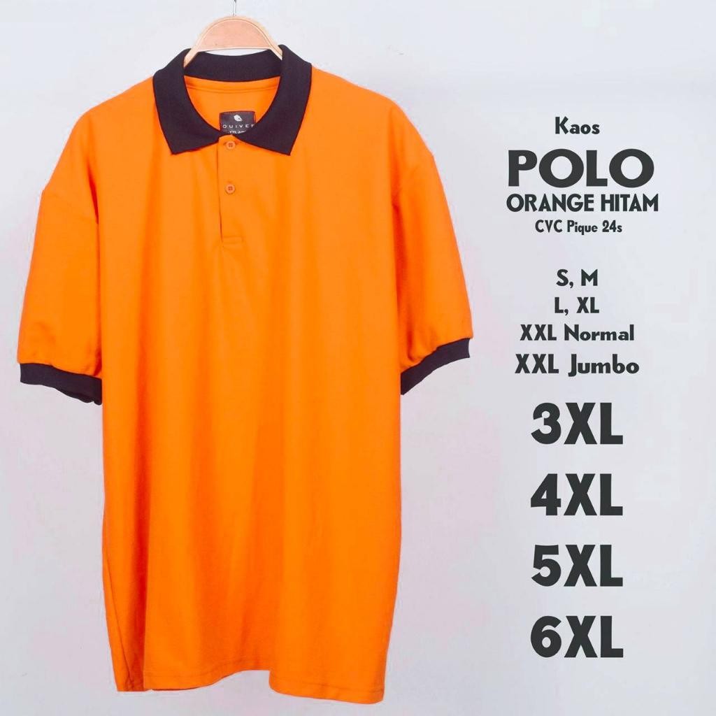 Sg Kaos Polo Jumbo Pria Orange Kombinasi Hitam Big Size S M L Xl Xxl 3Xl 4Xl 5Xl 6Xl Kerah