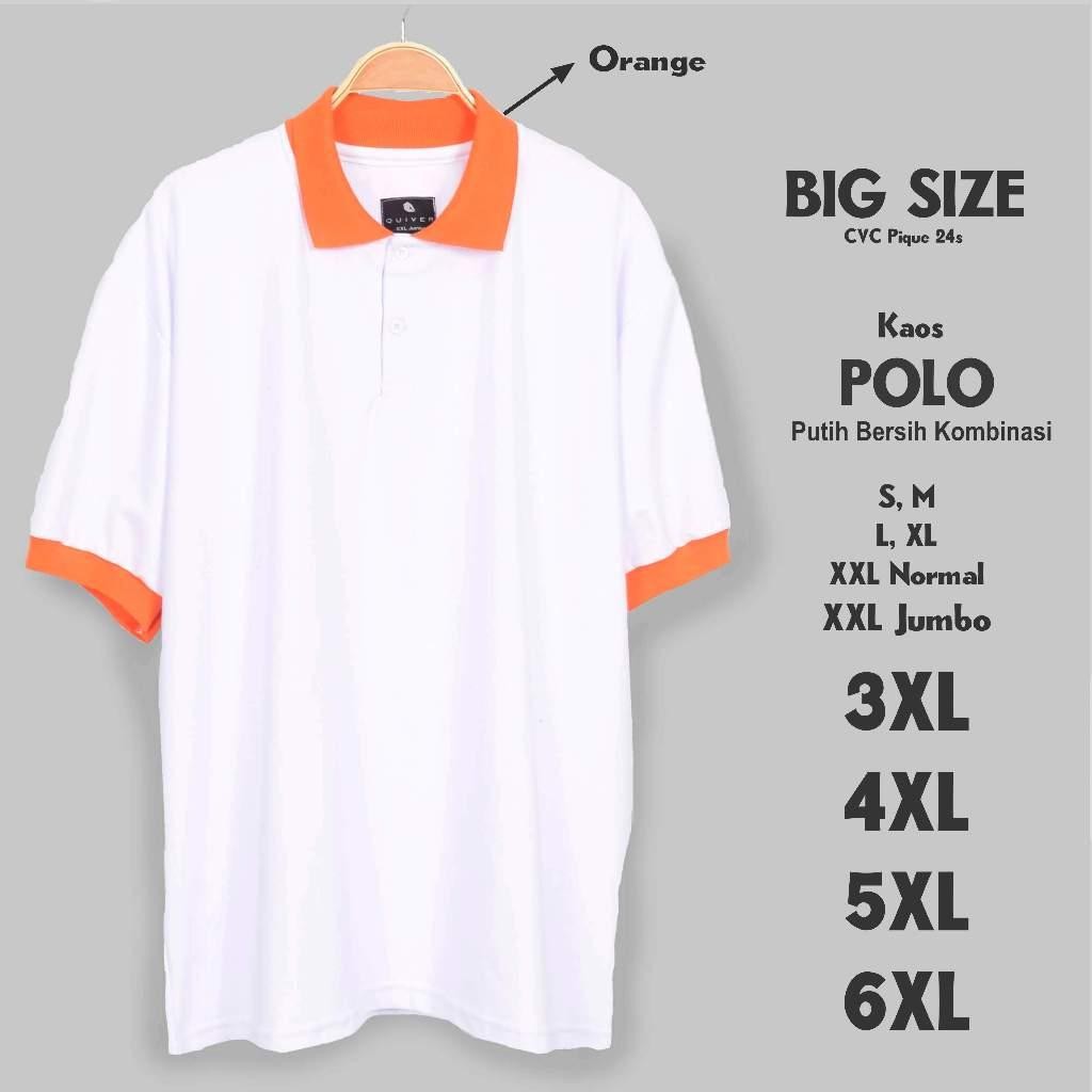 Sg Kaos Polo Jumbo Putih Bersih Kombinasi Orange Big Pria Size S M L Xl Xxl 3Xl 4Xl 5Xl 6Xl Kerah