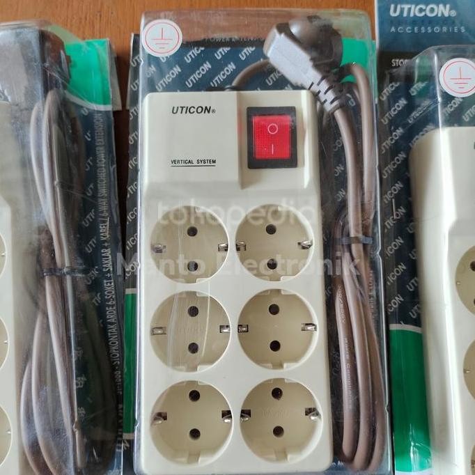 Stop Kontak Colokan Listrik Uticon 6 Lubang + Kabel + On Off St-1668 Terbaru