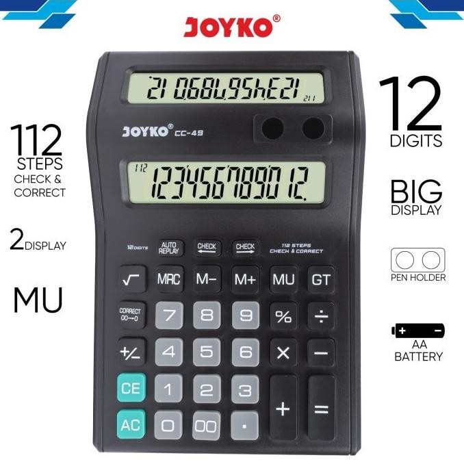 

Readyy!! JOYKO CC-49 Calculator 2 Display Layar LCD / Kalkulator 12 Digits CC49
