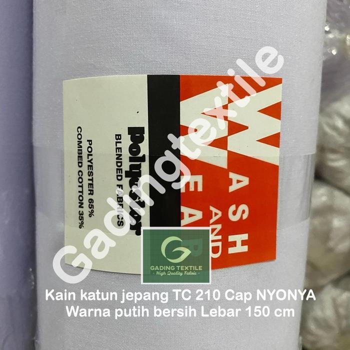 Sg ( Per 1 Meter ) Kain Tc 210 Nyonya Katun Jepang Putih Polos Adem Meteran Lebar 150 Cm Bahan Baju 