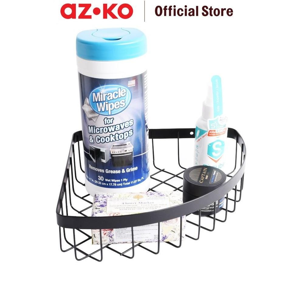 AZKO Stora Rak Sudut Kamar Mandi Rak Dinding Peralatan Kamar Mandi Dekorasi Kamar Mandi Rak Organize