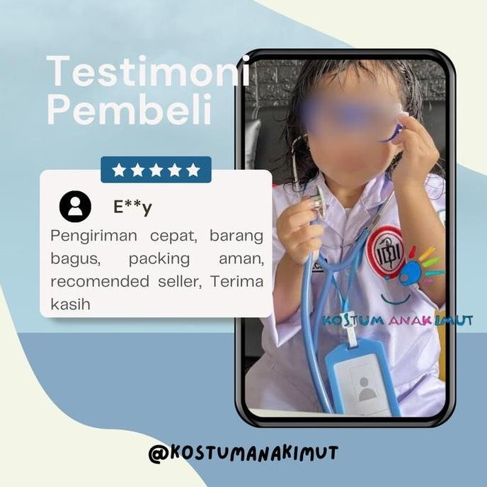 NEW  [KOSTUMANAKIMUT] BAJU KOSTUM DOKTER ANAK-BAJU DOKTER ANAK-JAS DOKTER ANAK LENGKAP STETOSKOP ASL