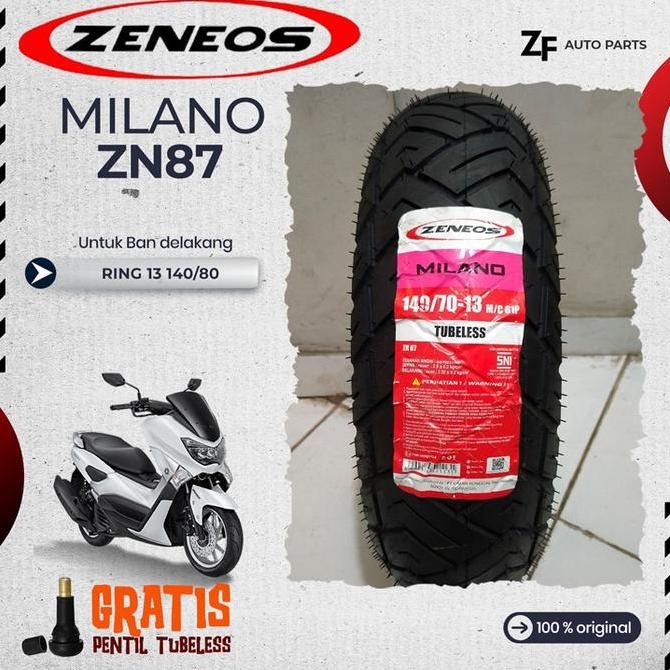 SEPASANG BAN MOTOR NMAX ZENEOS MILANO Ring 13 TUBELESS DEPAN BELAKANG NMAX