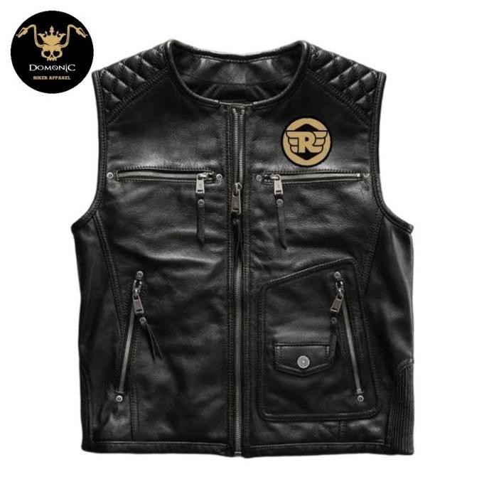 Vest kulit RE Jaket  Kulit motor ROYAL ENFIELD Rompi kulit pria