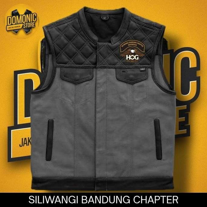 VEST KULIT HARLEY DAVIDSON ROMPI HOG SILIWANGI BANDUNG CHAPTER KUALITAS ORIGINAL - VEST TOURING JAKE